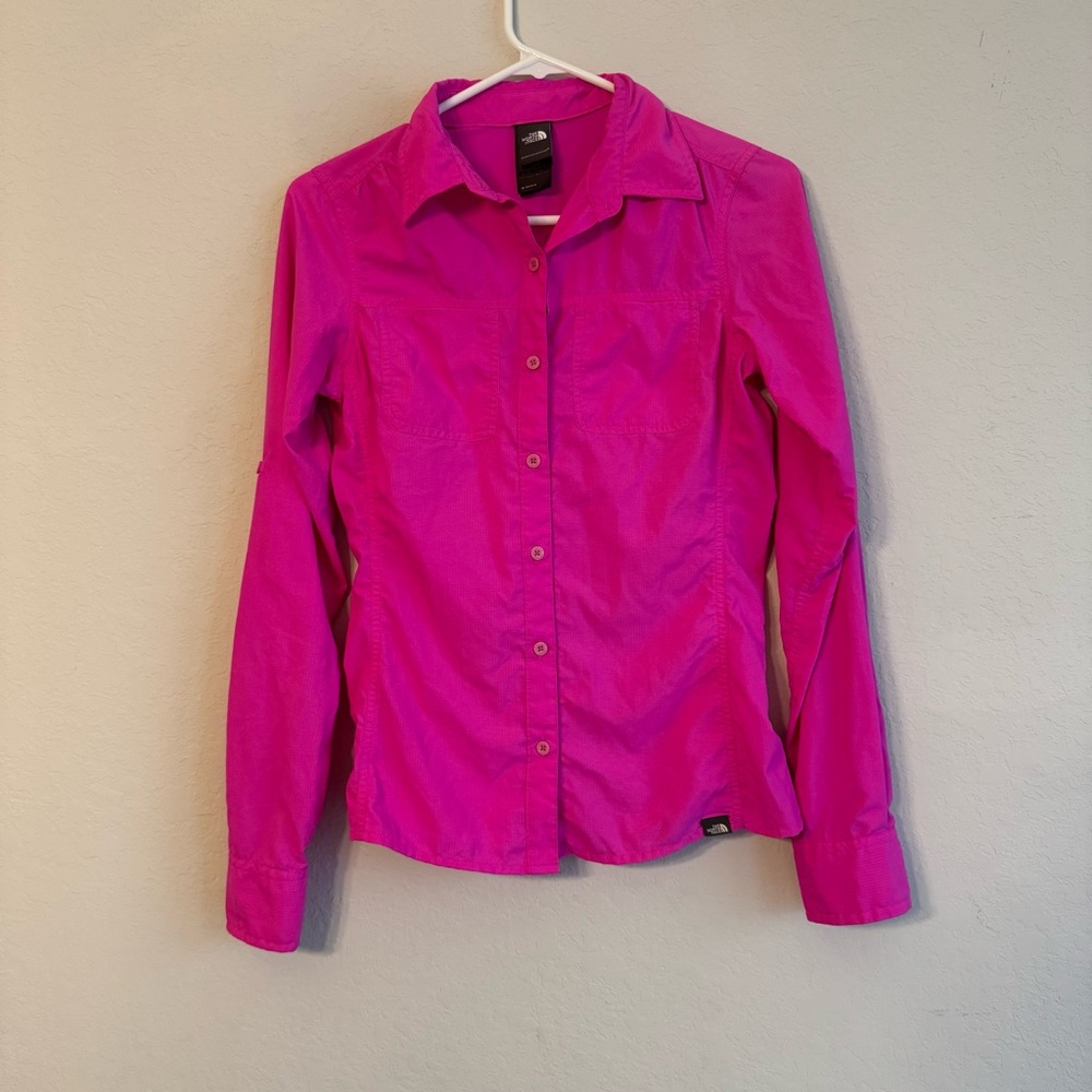 The North Face Cool Horizon Pink Button Down Long Sleeve Shirt - Picture 1 of 5